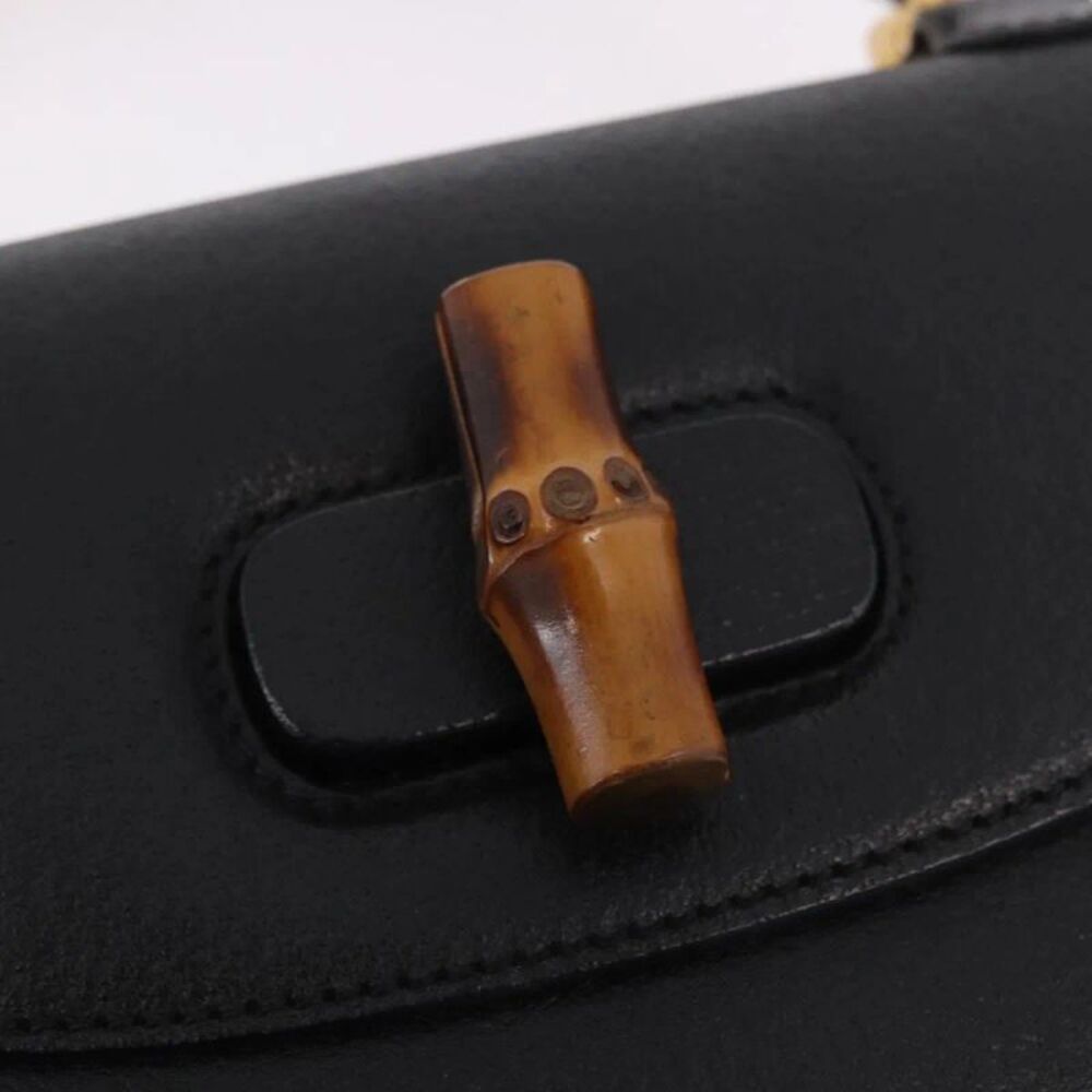 Gucci Bamboo 1947 Top Handle Leather Black Leather Handbag - Picture 16 of 16